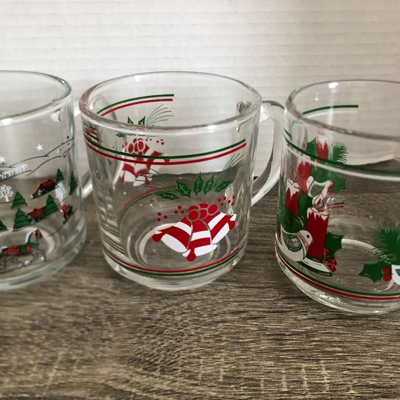 Vtg Festive Holiday Glass Mugs - Picture 6 of 14